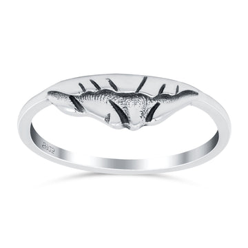 Mountains Oxidized Band Solid 925 Sterling Silver Thumb Ring (6mm)
